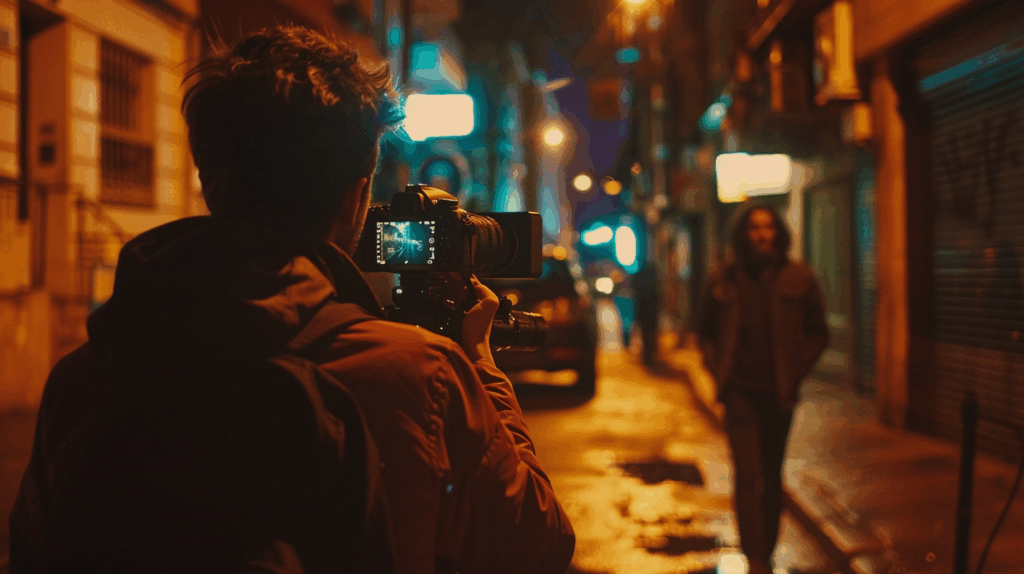 핸드헬드 카메라로 실험적인 영화를 찍는 독립영화 제작팀